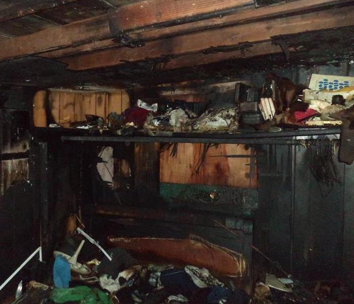 Room damaged by fire