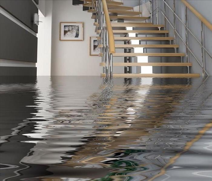 Flooded staircase in home