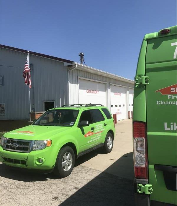 SERVPRO vehicles at Crescent-Iroquois Fire Protection District - Crescent City, Illinois