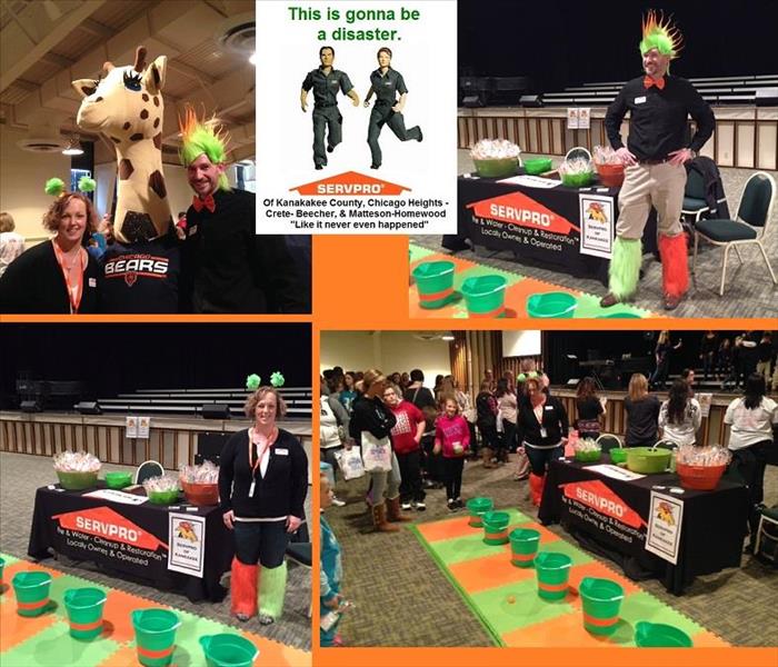 Four photos of SERVPRO table at an event